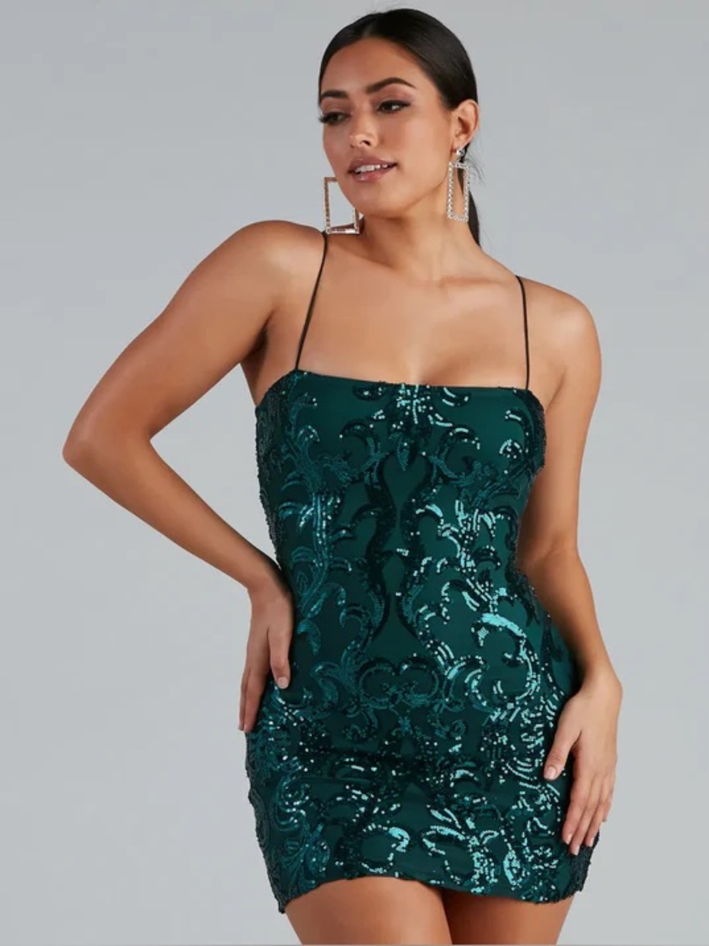 NWT Windsor Live It Up Sequin Mini Dress S Small Teal Green “Hunter”